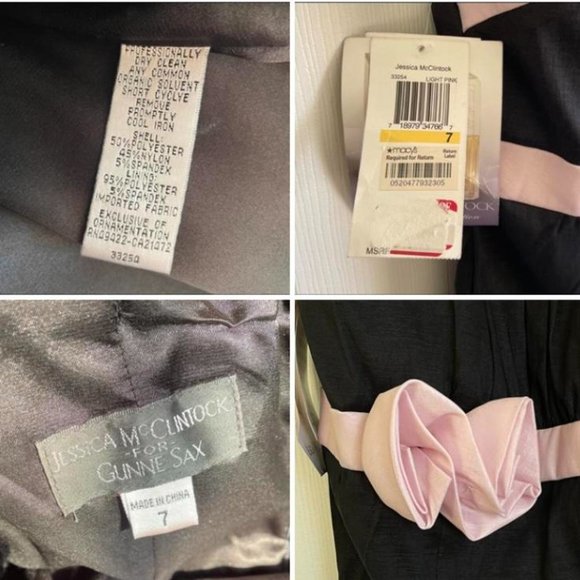 NWT jessica mcclintock for gunne sax strapless black cocktail dress! size: 7 - Picture 4 of 5